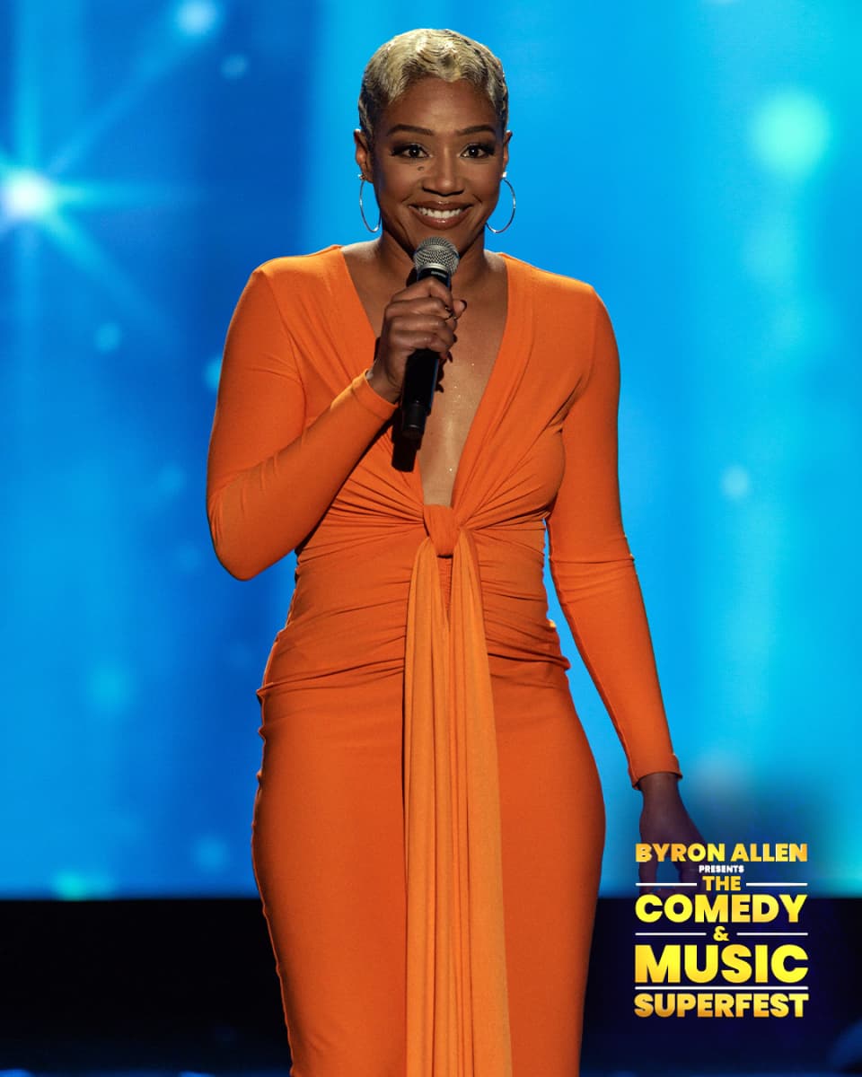 Tiffany Haddish performing at "Byron Allen Presents The Comedy & Music Superfest"