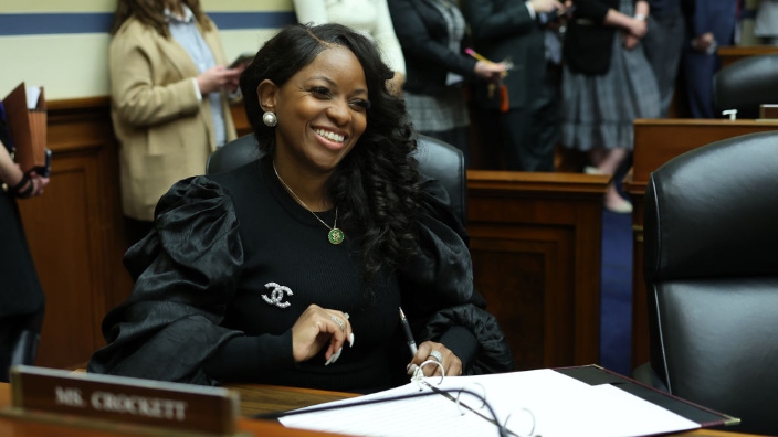 U.S. Rep. Jasmine Crockett (D-TX) participates in a meeting of the House Oversight and Reform Committee in the Rayburn House Office Building on January 31, 2023 in Washington, DC. The Committee met today for their first meeting of the 118th Congress to outline their agenda and vote on Committee rules. (Photo by Kevin Dietsch/Getty Images)