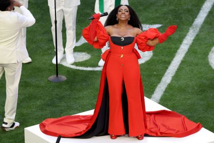 Sheryl Lee Ralph performs Lift Every Voice and Sing prior to Super Bowl LVII thegrio.com