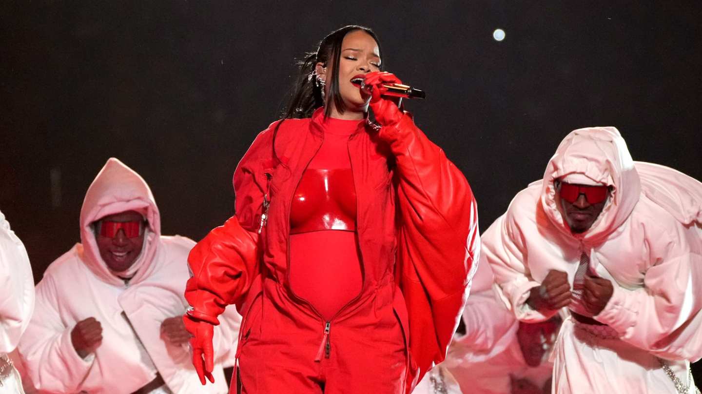 Rihanna performs at Super Bowl LVII