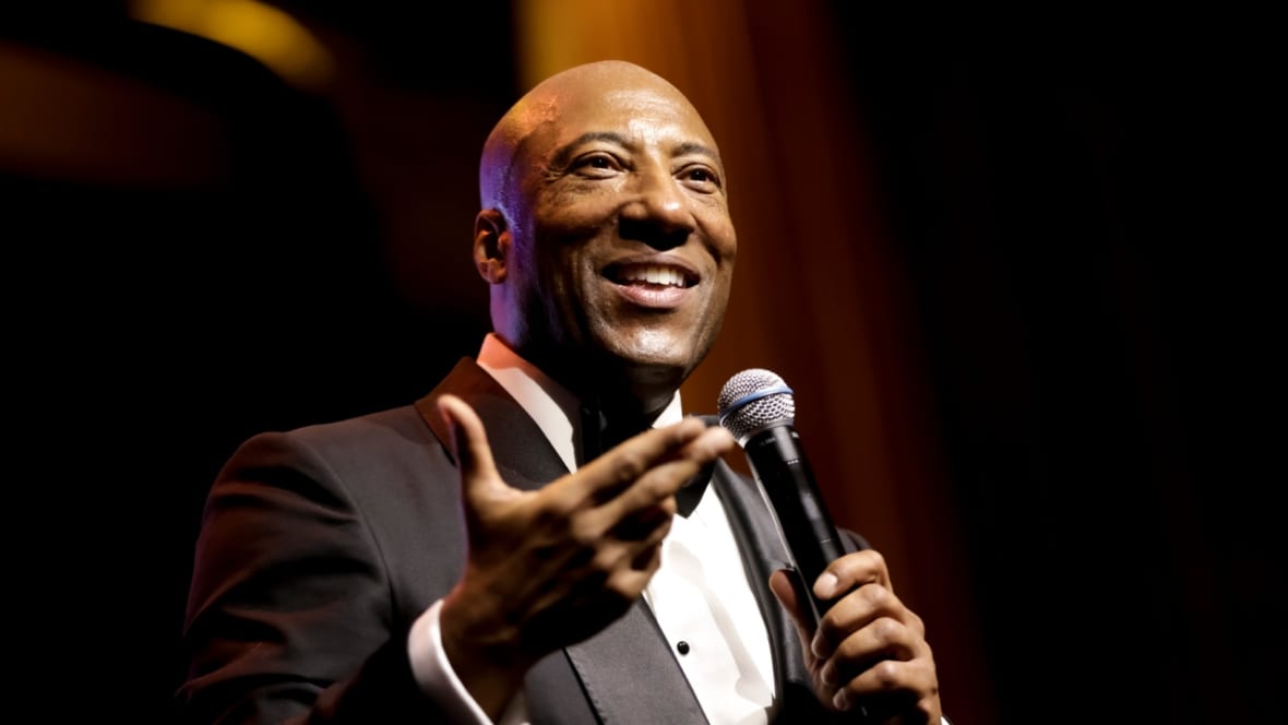 Byron Allen speaks at his 2023 Oscar Gala. (Photo by Getty Images)