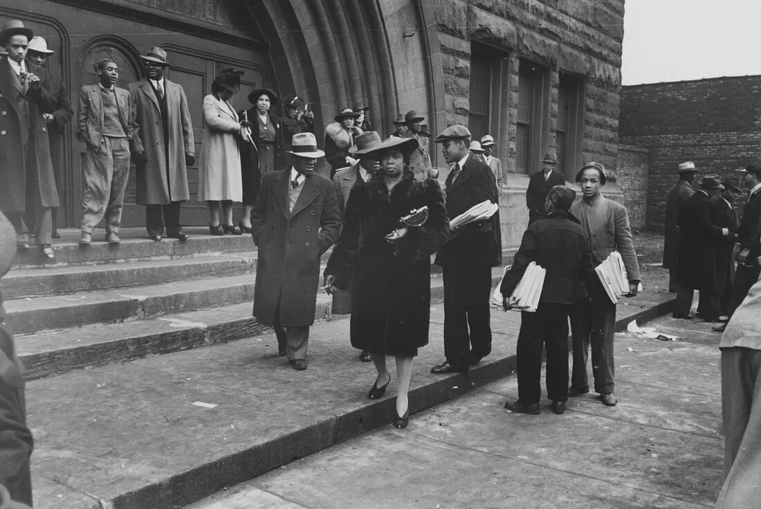 Churchgoers outside of Pilgrim Baptist Church on Easter Sunday, South Side of Chicago, Illinois, 1940. Photo: Smith Collection/Gado/Getty Images African American Easter traditions thegrio.com