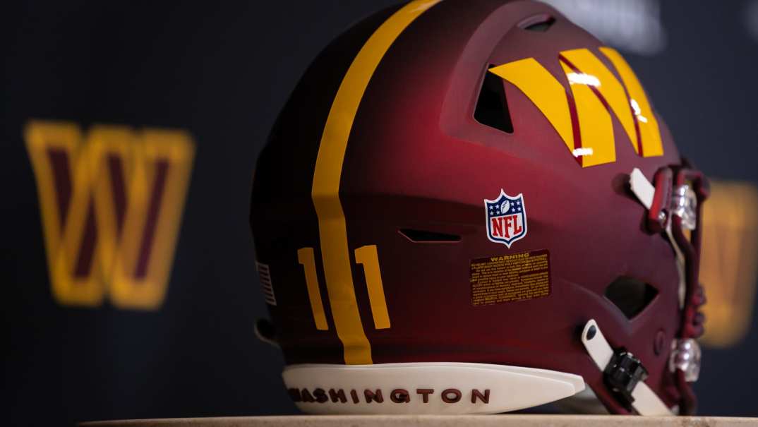 A Washington Commanders helmet