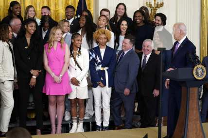Biden celebrates LSU women’s and UConn men’s basketball teams at separate White House events