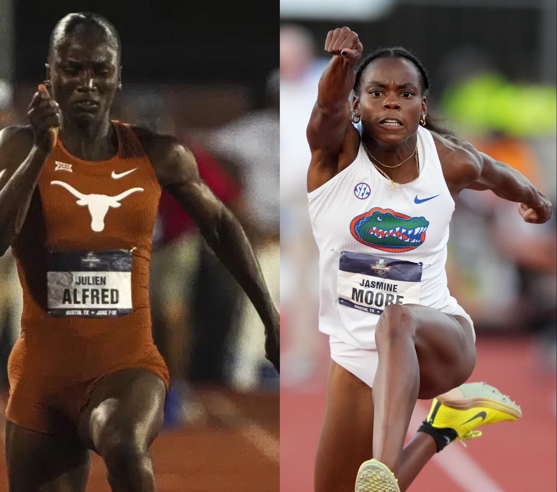 Texas’ Julien Alfred, Florida’s Jasmine Moore set collegiate records at track and field championships