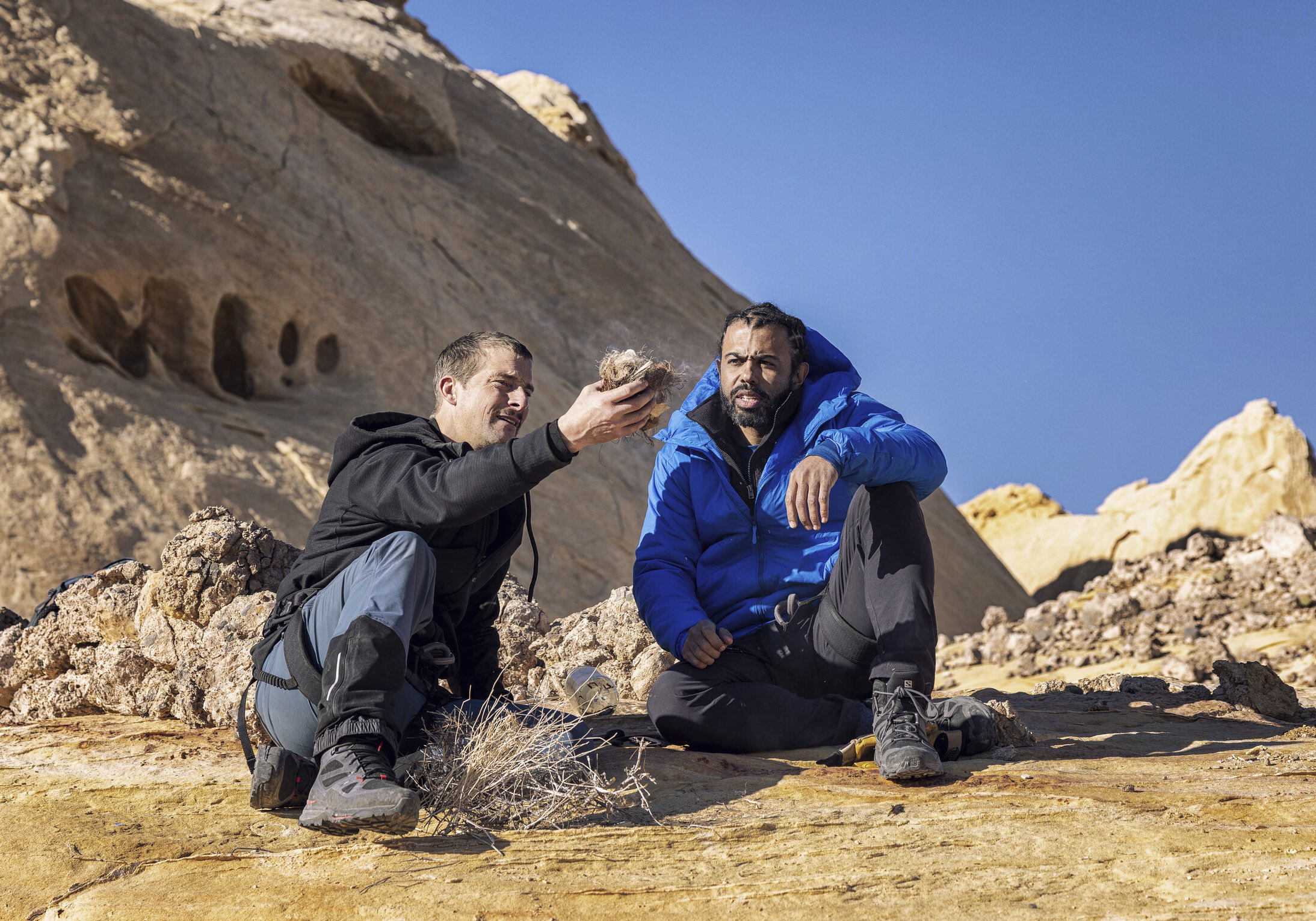 Daveed Diggs, who eats a tarantula, and Cynthia Erivo join Bear Grylls to survive in the wild