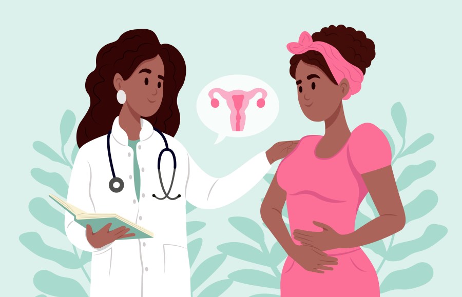 July is fibroids awareness month. 
Uterine Fibroids symptoms, diagnostic and treatment. A Black family doctor is talking to a patient with uterine fibroids. Consultation of a gynecologist
(Adobe Stock)
