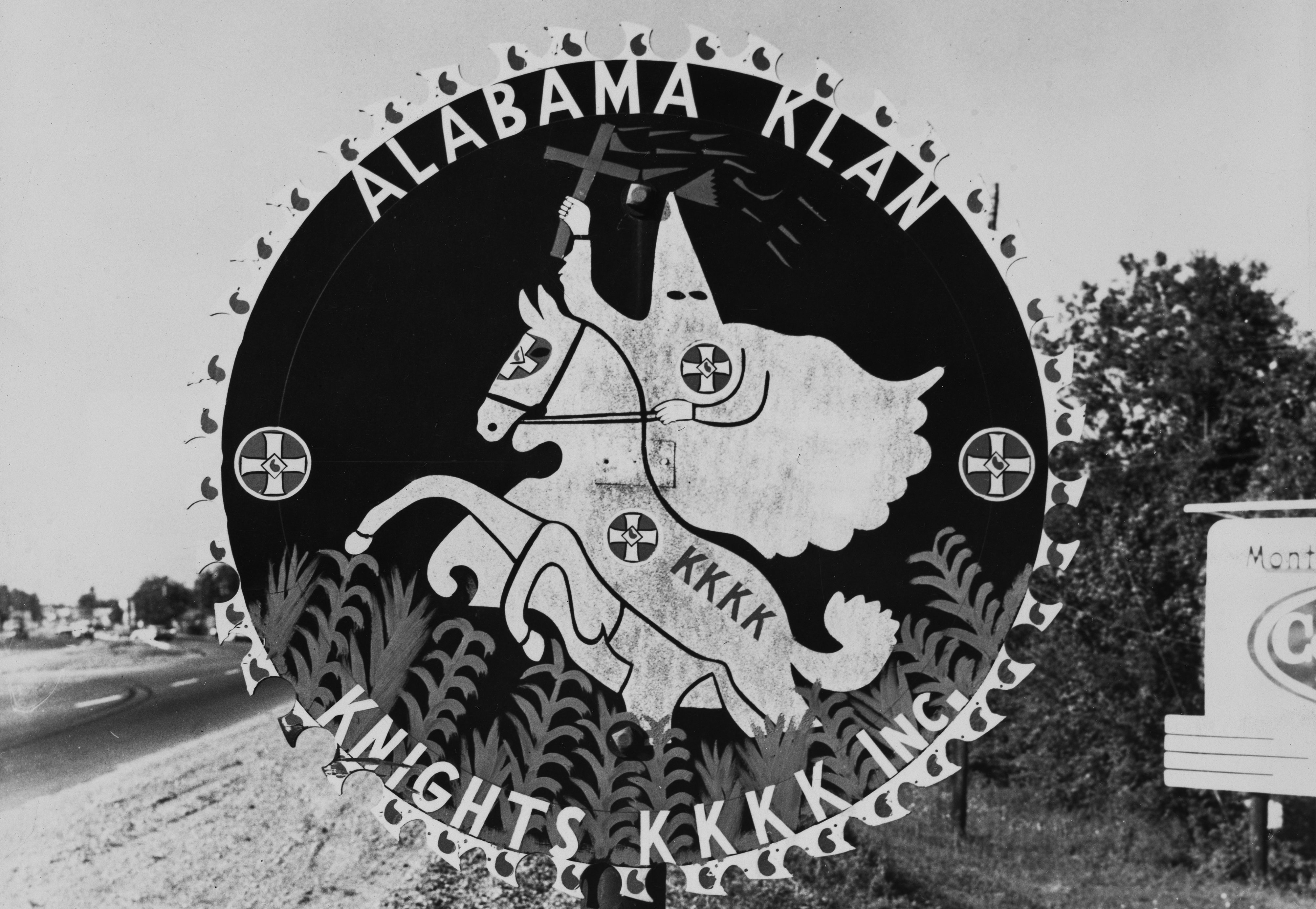 A Ku Klux Klan sign on Highway 31 south of Montgomery, Alabama, in 1961