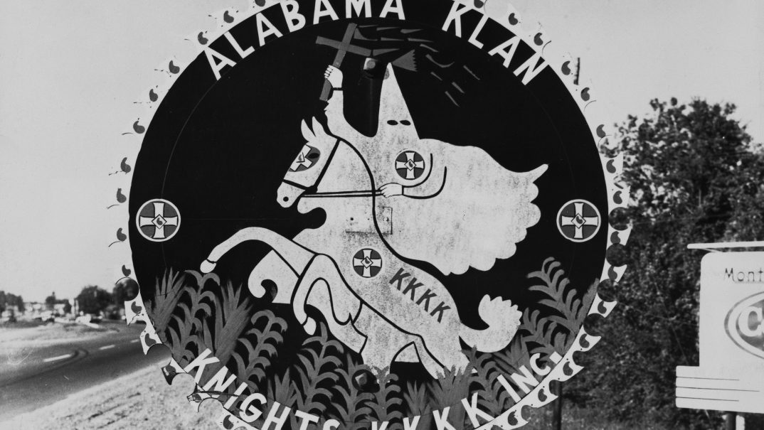 A Ku Klux Klan sign on Highway 31 south of Montgomery, Alabama, in 1961