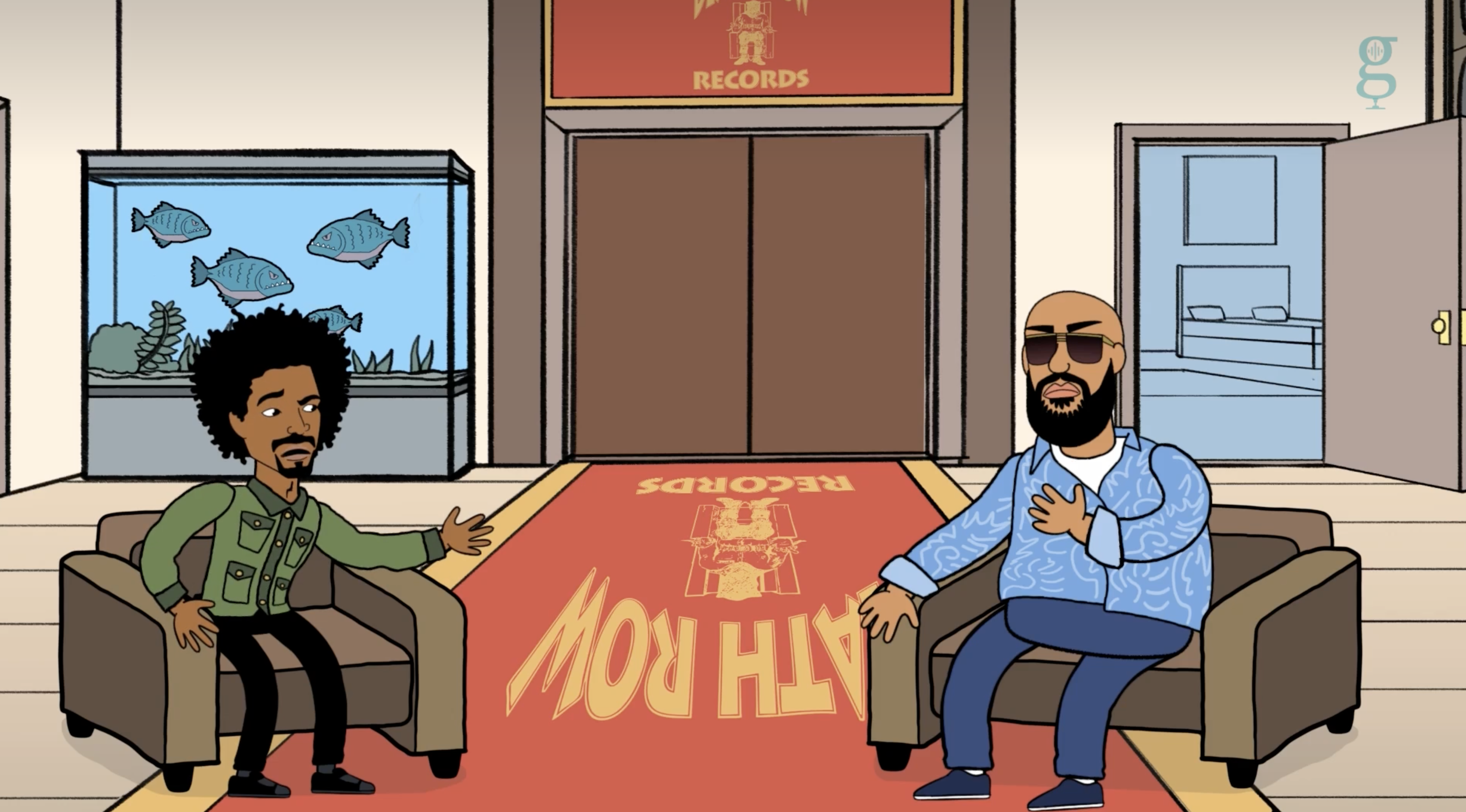 Cartoon of two men at Death Row Records