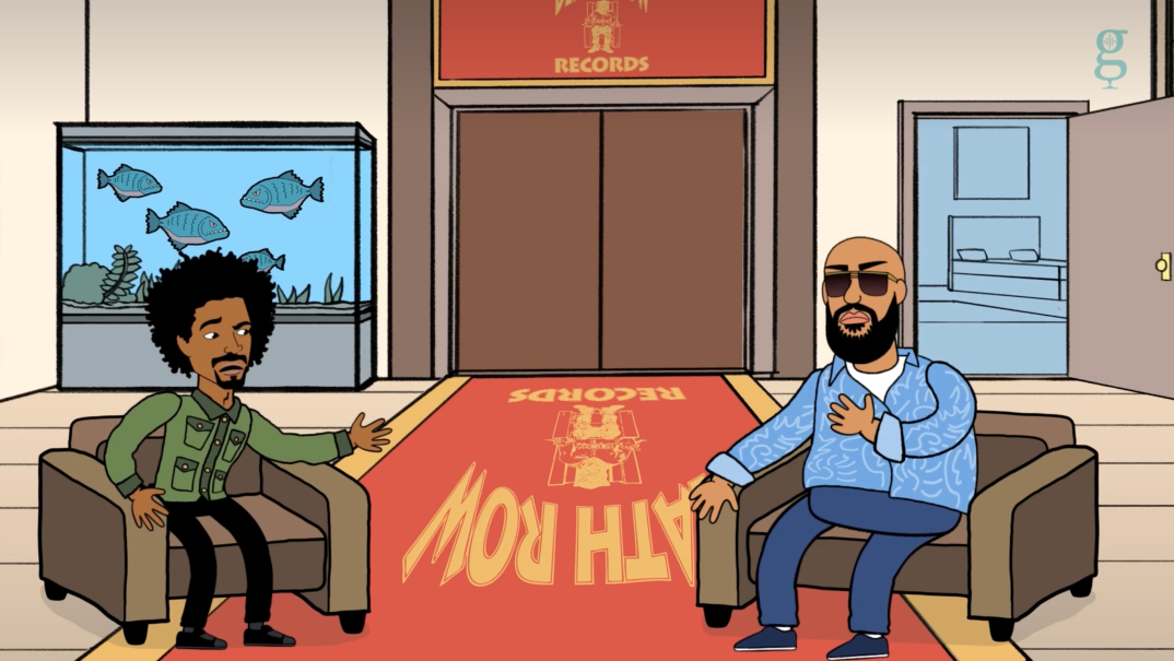 Cartoon of two men at Death Row Records