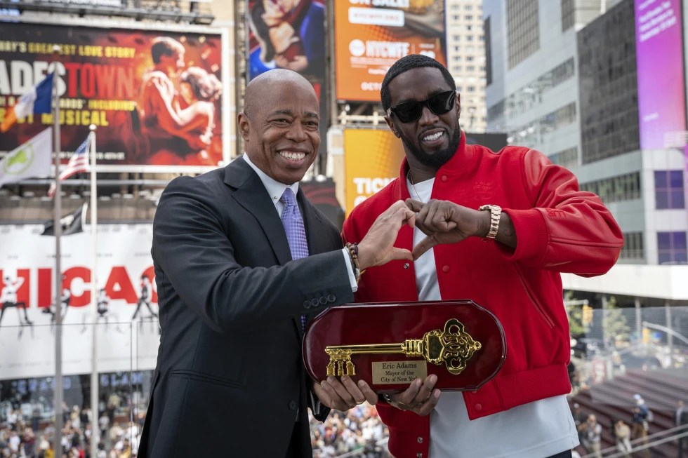 New York City Mayor Adams gives Sean ‘Diddy’ Combs a key to the city at Times Square ceremony