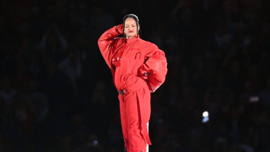 Rihanna, Rihanna's red Super Bowl jumpsuit, Loewe, Rihanna fashion, Rihanna style, Black fashion, Black style, theGrio.com
