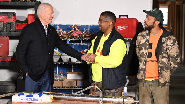 President Joe Biden meets with Hero Plumbing Inc. CEO Rashawn Spivey, theGrio.com