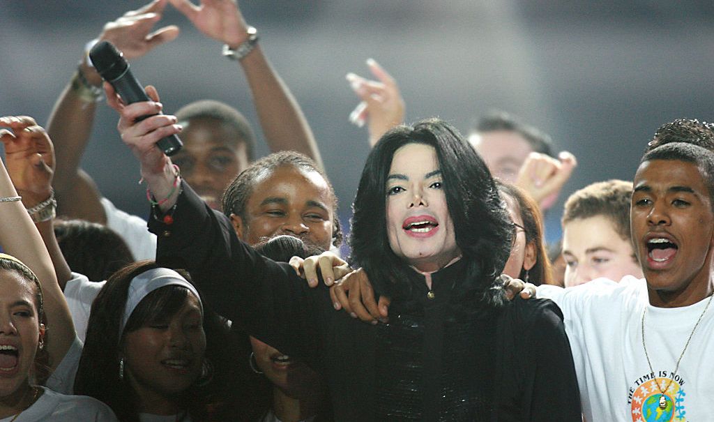 Pop star Michael Jackson performs "We Are the World"