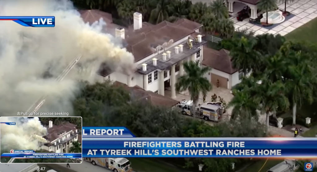 Tyreek Hill house fire, fire at Tyreek Hill's house, Tyreek Hill, theGrio.com