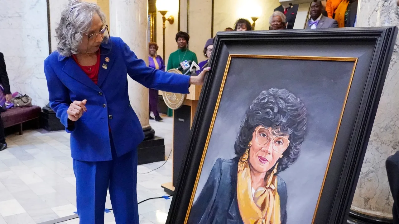 Portrait of Alyce Clarke, first Black woman in Mississippi legislature, displayed in state capitol