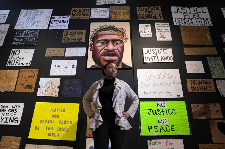 Finding meaning in George Floyd’s death through protest art left at his murder site