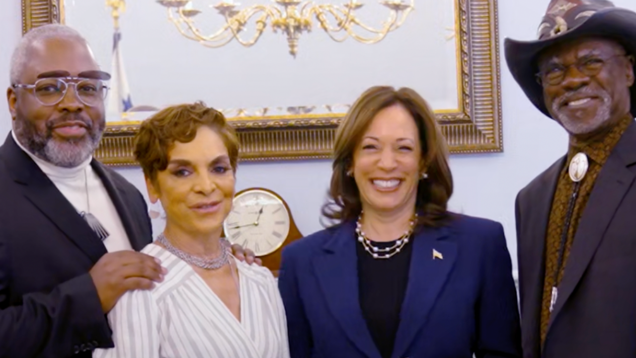 Actor Kadeem Hardison, actor Jasmine Guy, Vice President Kamala Harris and actor Glynn Turman