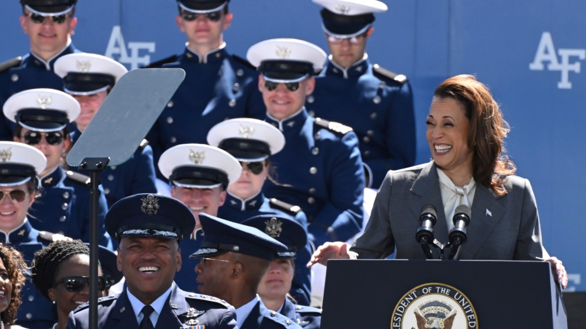 Vice President Kamala Harris speaks at the 2024 Air Force Academy graduation