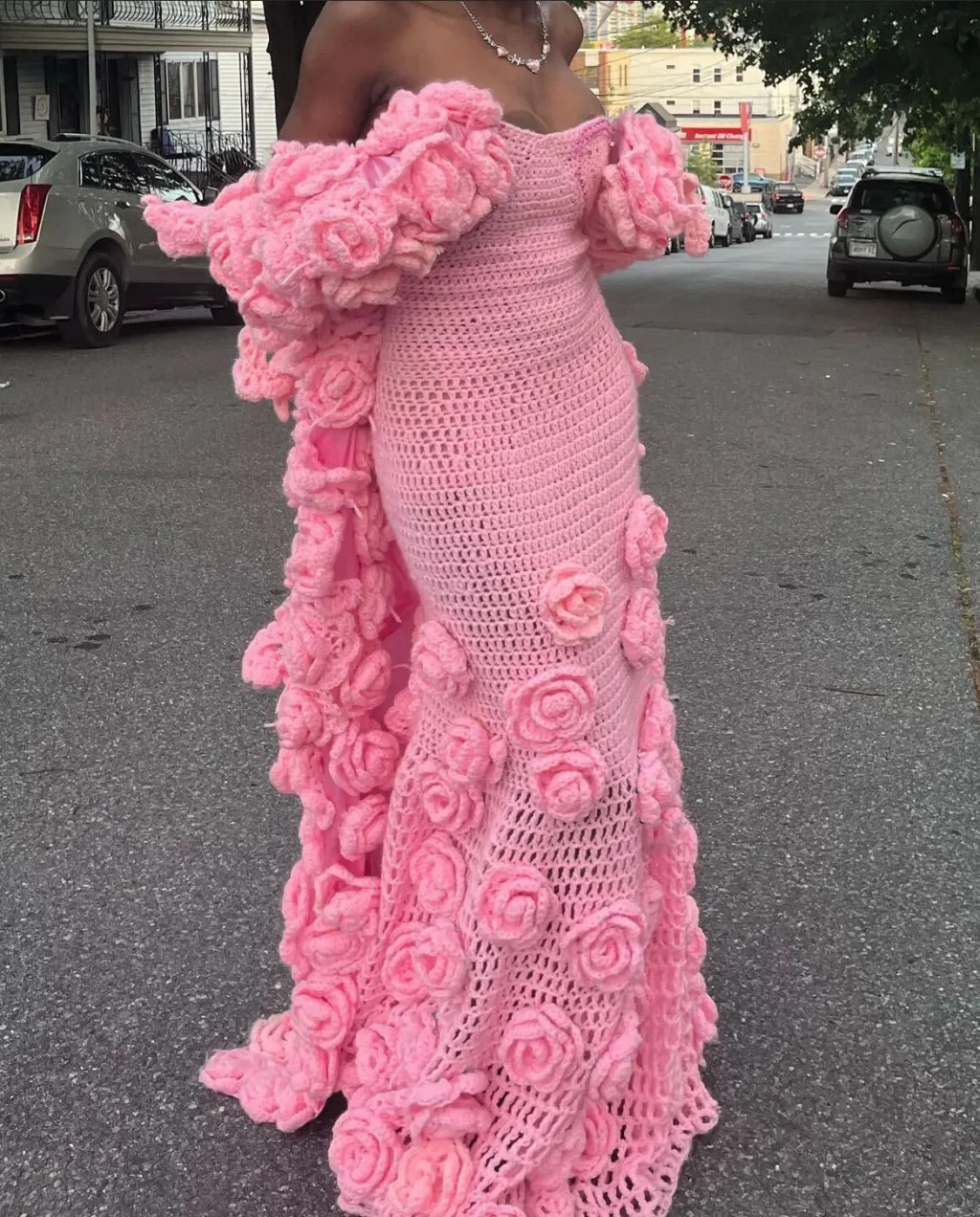 eenager Zendaya-inspired prom dress, teen makes her own prom dress, crochet prom dress, zendaya-inspired prom dress, Sarah Akinbuwa prom dress, Sarah Akinbuwa crochet prom dress, Sarah Akinbuwa Zendaya theGrio.com