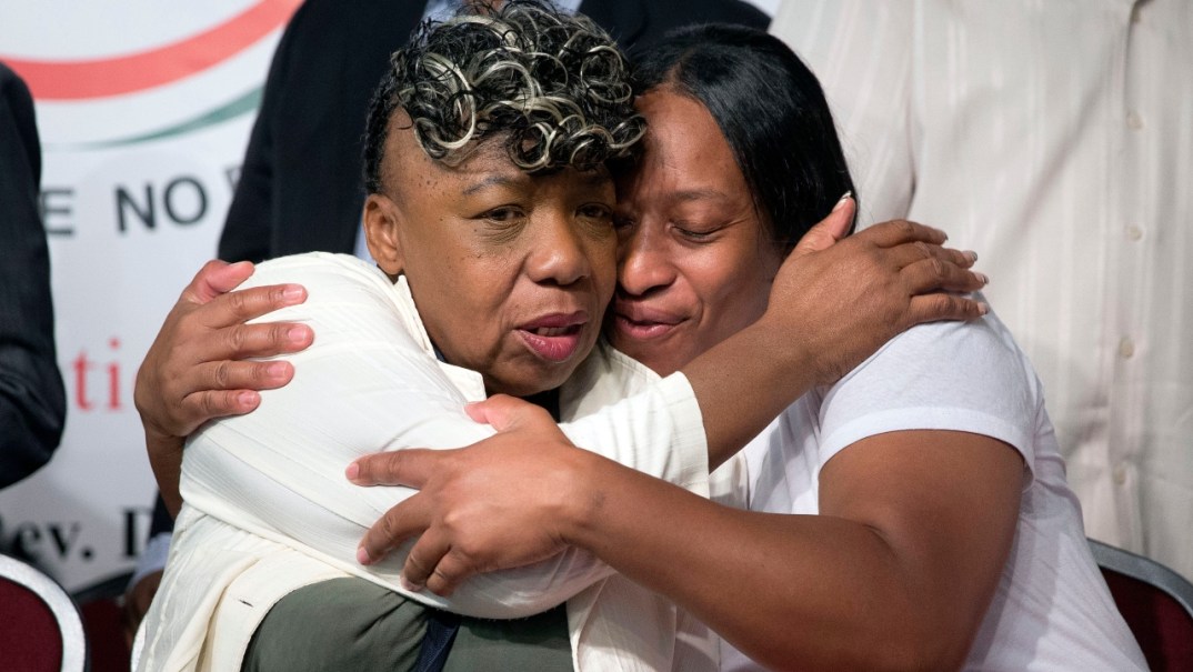 Eric Garner, mother Gwen Carr, sister Ellisha Garner, National Action Network rally, New York City, TheGrio.com