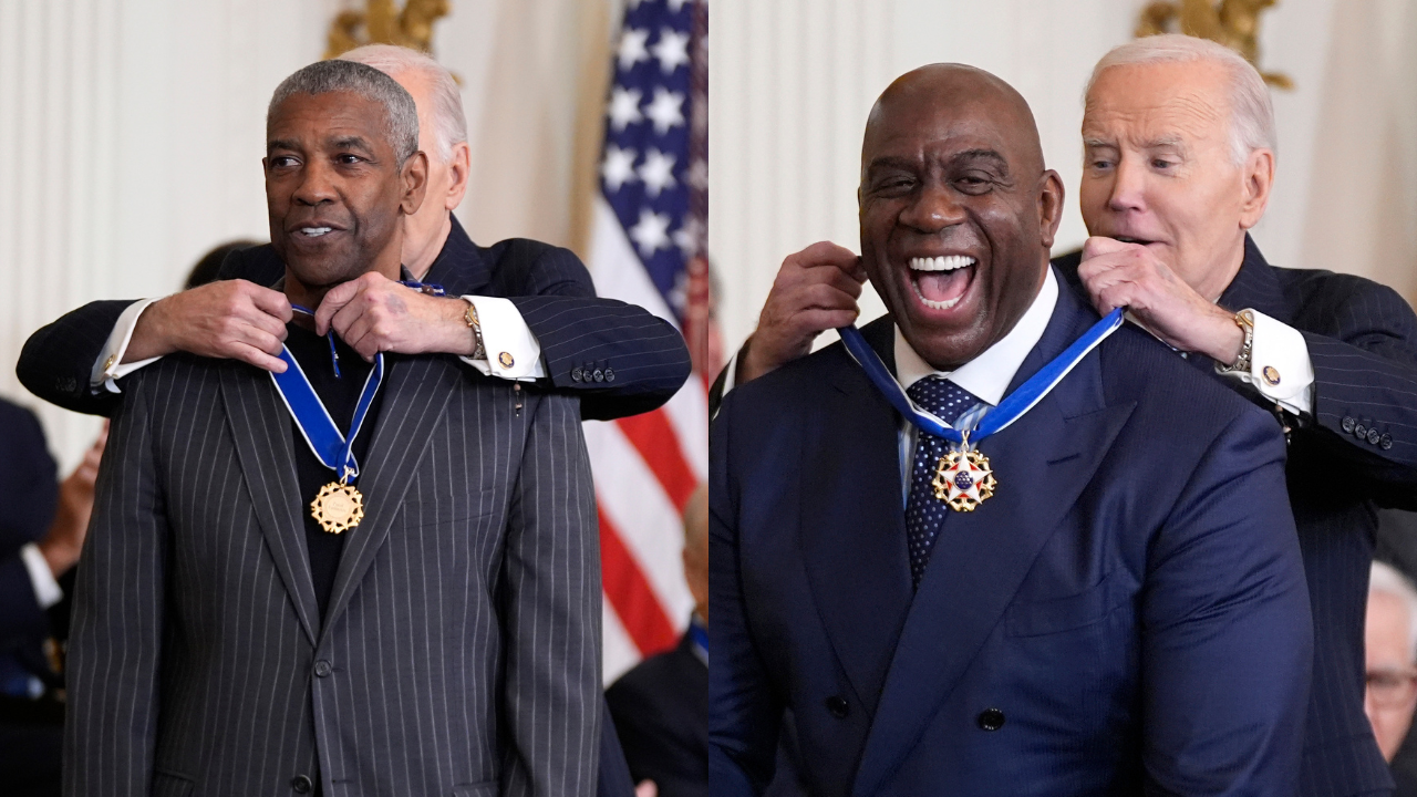 Denzel Washington, Magic Johnson, President Joe Biden, Medal of Freedom, theGrio.com