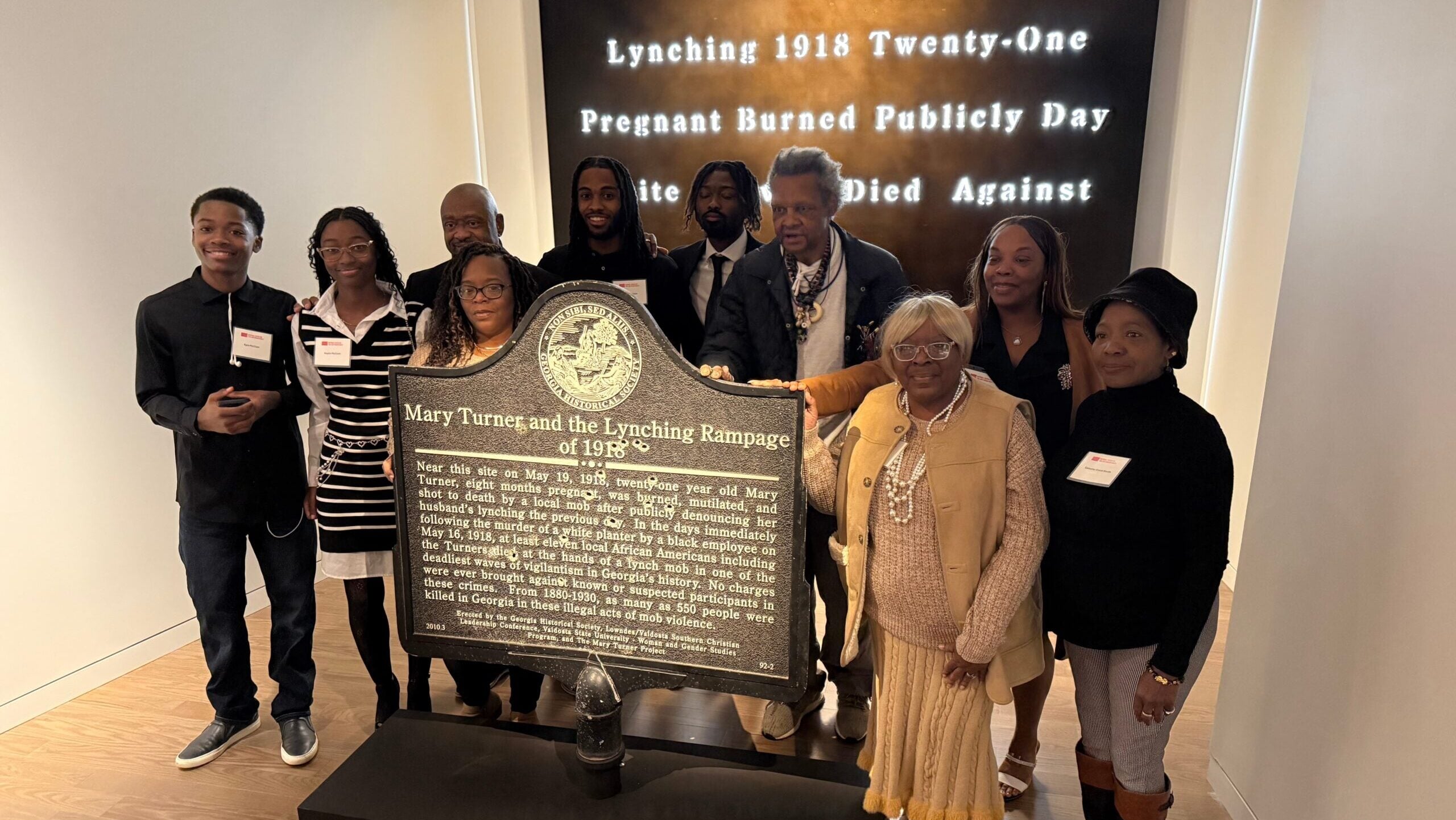 Bullet-pocked marker memorializing 1918 lynching goes on display in Atlanta