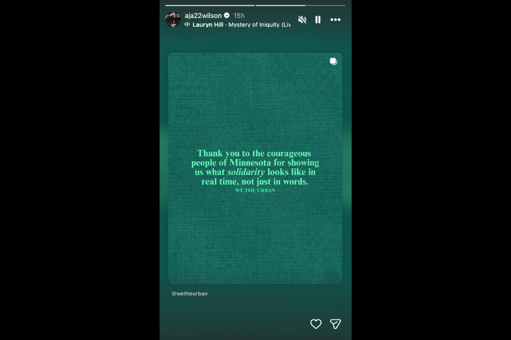 A'ja Wilson Instagram story