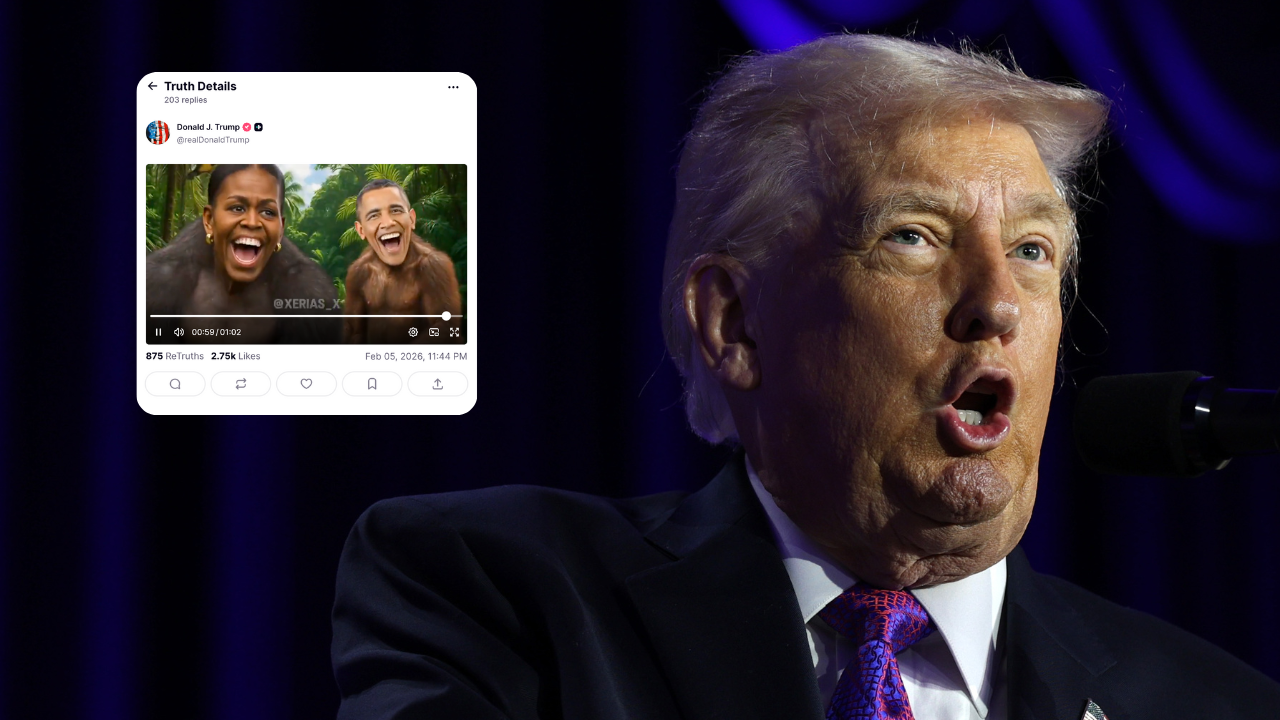 Donald Trump sparks outrage with racist social media post of Barack and Michelle Obama