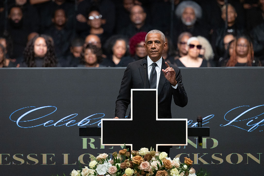 Obama delivers rousing eulogy for Rev. Jesse Jackson, rebukes political climate under Trump