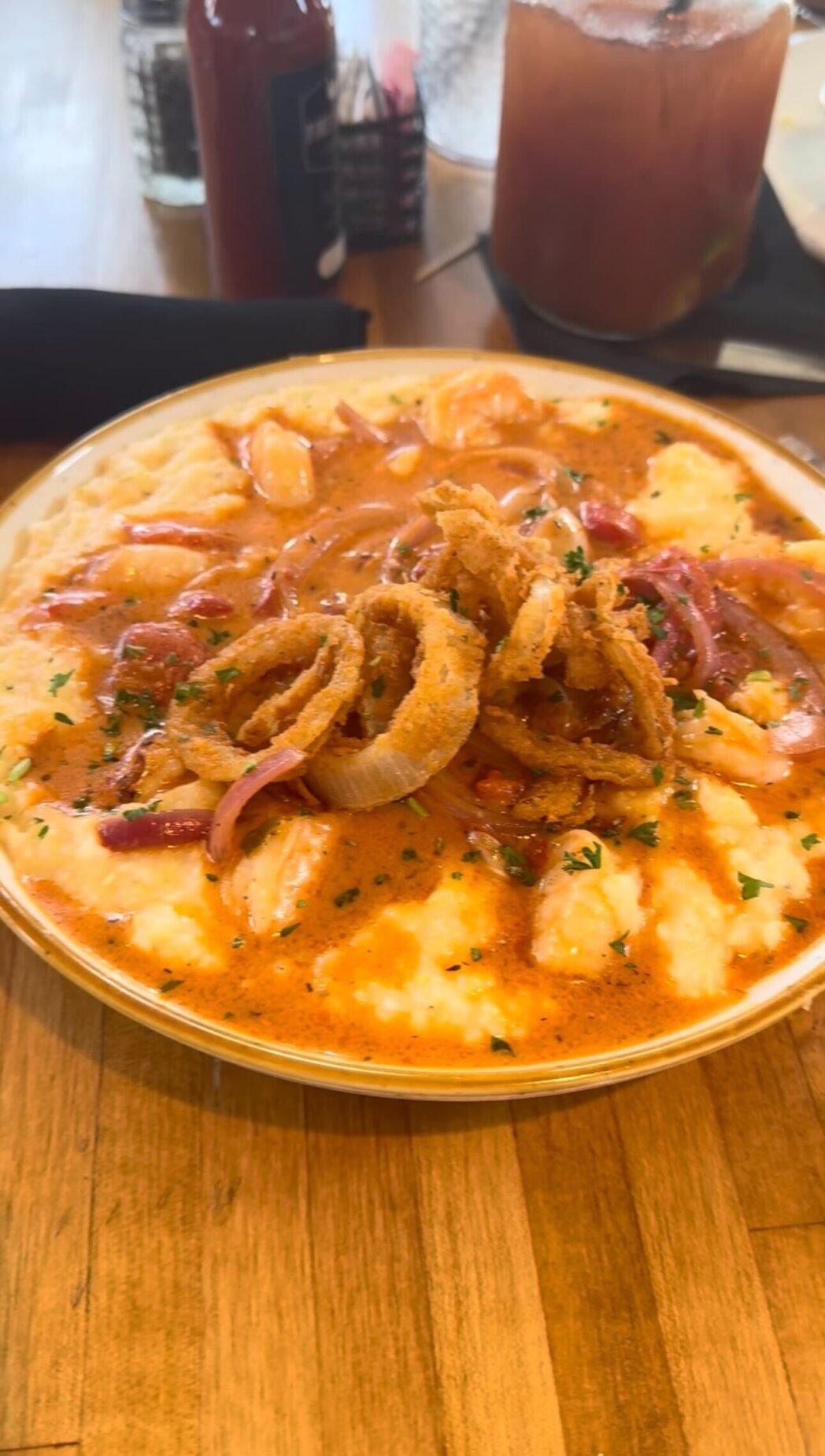 Cajun shrimp and grits at Iron Rooster.