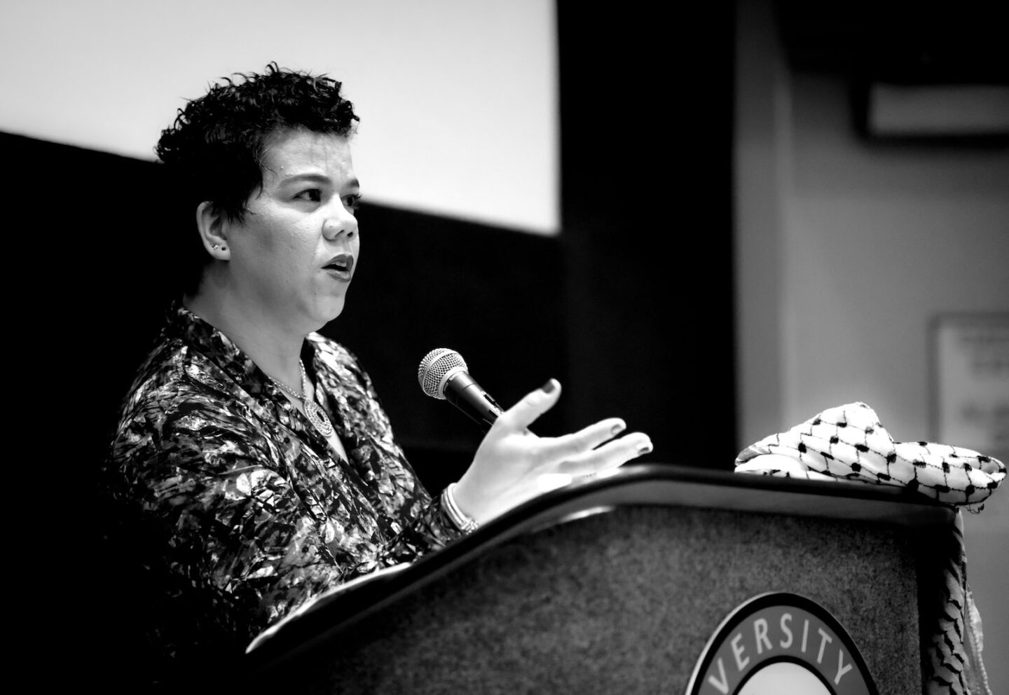 Dr. Rosa Clemente speaking.