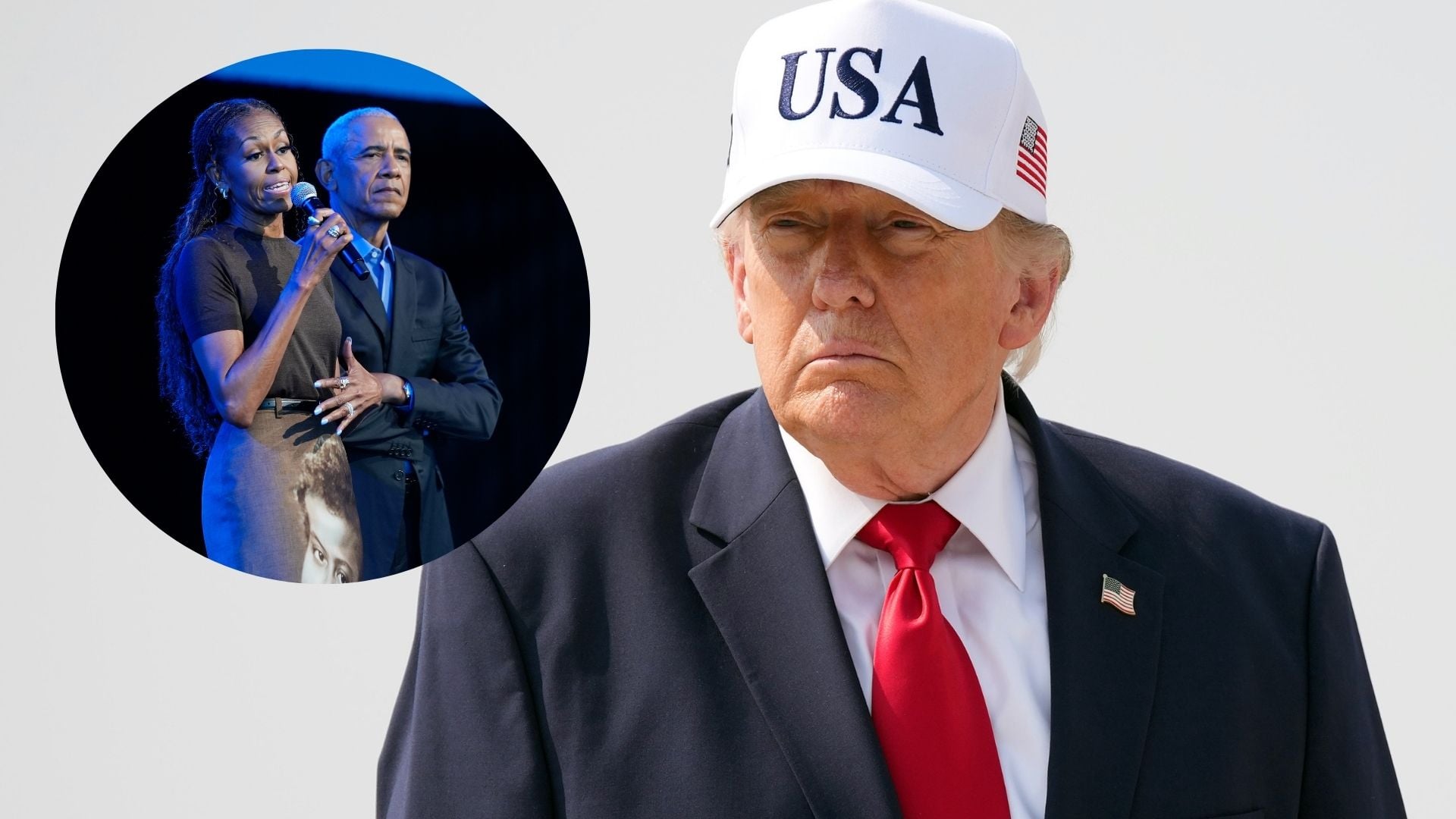 Trump posts doctored image of the Obamas boarding an Air Force One covered in graffiti